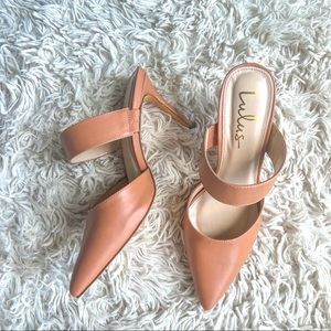 Faire Tan Pointed-Toe Mules